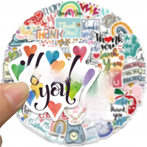 10/30/50PCS Inspirational Thank You Text Cartoon Sticker DIY Phone Laptop Luggage Skateboard Graffiti Decals Fun for Kid