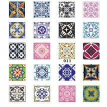 15pcs/set 8/10/12cm Bohemian Style Tiles Wall Sticker Table Bathroom Waist Line Art Mural Home Decor Floor Dagonal Wallpaper