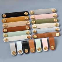 Nordic Children's Furniture Drawer Leather Handle Brass Pull Kitchen Wardrobe Cabinet Knobs Environmentally Artificial Leather