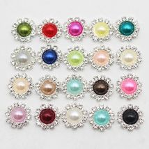 10pcs 10mm Mini Trumpet Flat Bottom Round Pearl Rhinestone Buckle For Trinket Jewelry Handmade Decoration
