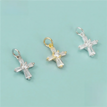 TrustDavis Real 925 Sterling Silver Fashion Sweet Cross CZ Charm Pendant Handmade DIY Accessories Fine Jewelry Wholesale HY343