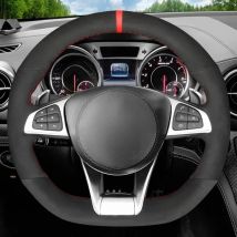 Anti-Slip Black Suede Car Steering Wheel Braid Cover For Mercedes-Benz A45 AMG W205 C43 C63S AMG CLA45 CLS63 AMG GLC 43 63 AMG