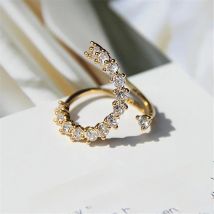 2024 Korea's New Exquisite Temperament Micro Inlay Adjustable Ring Fashion Exaggerated Simple Ring Female Jewelry