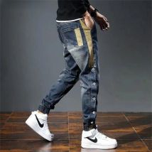Mens Jeans Harem Pants Fashion Pockets Desinger Loose Baggy Moto Jeans Men Stretch Retro Streetwear Relaxed men clothing pants