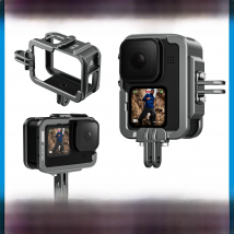 TELESIN Aluminium Alloy Frame Case For GoPro 9 10 11 12 Double Clod Shoe Protective shell For GoPro Hero 9 10 11 Accessories