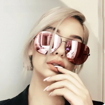 2020 New Fashion Brand Design Vintage Rimless Pilot Sunglasses Women Men Retro Clear Lens Coating Mirror Sun Glasses for Female
