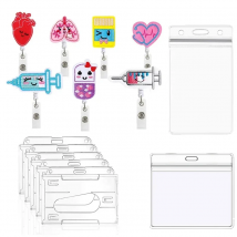 Nurses Doctors Name Badge Reel ID Holders Chest Tag Clip Flet Embroidery Retractable Syringe Heart Work Pass Card Clip Reel