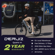 DERUIZ Electric Bike Quartz M E-Bike Cityrad Pedelec 28 Zoll Elektro Fahrrad 483 Wh E-City Bike Maximal 134km für Damen/ Herren