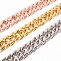 Mens Chain 8mm Heavy Gold/Silver Color/Rose Gold Color 316L Stainless Steel Double Curb Link Chain Boys Necklace Wholesale Gift