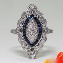 Vintage Charm Rings for Women 925 Silver Jewelry with Sapphire Zircon Gemstone Finger Ring Wedding Engagement Ornament Wholesale