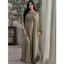 Ramadan Muslim Women Bat Sleeve Long Dress 2025 Eid Vestidos Largos Abaya Gown Islamic Bat Sleeve