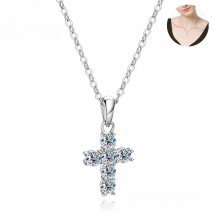 Serenity 0.6ct D Color Moissanite Cross Necklace For Women Anniversary Gift S925 Silver Crucifix Pendant Neck Chain Fine Jewelry