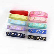 OOOT BAORJCT I-19418-1025 3/8" 10yards Solid color Hot stamping stars moon Ribbons,DIY bow cap accessories and decorations