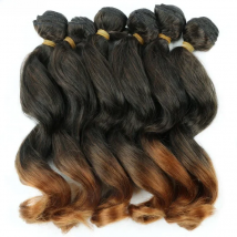 Deep Wavy Weave Bundles Synthetic Hair Extensions Afro Kinky Curly 6Ps/Lot 14/18 Inch Ombre Brown Wavy Hair Bundles For Women