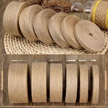 5M 6mm-50mm Natural Jute Ribbon Bow Crafts DIY Vintage Jute Burlap Fabric Gift Wrap Sewing Party Wedding  Christmas Decortion