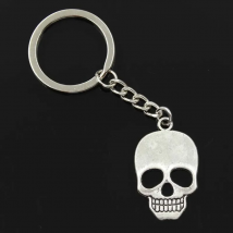 New Fashion Men 30mm Keychain DIY Metal Holder Chain Vintage Skeleton Skull 35x22mm Bronze Silver Color Pendant Gift