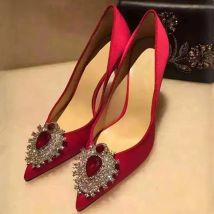 Luxury Diamond Crystal Satin Women Pumps Elegant Pointed toe Stiletto High heels Spring Autumn Fashion Wedding Banquet Shoes