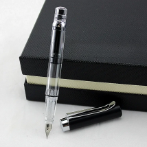 New Fountain Pen Transparent Piston 3008 Ink Pen Iridium 0.38/0.5mm Silver Clip Office Gift Ink Pen
