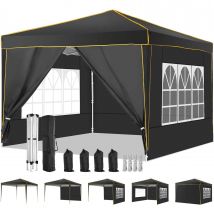 Tettuccio pop-up commerciale 3x3M con 4 pareti laterali, tenda per eventi impermeabile di livello professionale con protezione UV50+