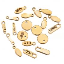 50pcs Customized Custom Laser Engrave Name LOGO Stainless Steel Personalized Necklace Extend Chain Tail Tag Jewelry Wholesale