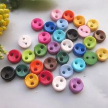 144pcs Mixed / 16 Colors 5mm 2 Holes Round Bowl Tiny Buttons for Dolls Clothes Mini Buttons for Crafting Scrapbook Accessories
