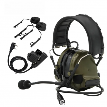 TAC-SKY COMAC III Hearing Protection Sound Amplifying Tactical Headphones With U94 PTT And ARC Helmet Mount Adapter