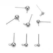 20pcs Hypoallergenic Stainless Steel Stud Earring Earing Post Pins With Loop Craft Diy Earring Findings Jewelry Making Supplies