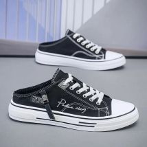 Men Half Slippers Fashion Low-top Canvas Shoes Men Outdoor Casual Walking Shoes Comfortable Breathable Men Vulcanized Shoes New