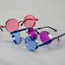 SHAUNA Classic Spring Punk Sunglasses Retro Metal Steampunk Round Shades UV400