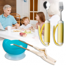 Hemiplegia Elderly Disabled Tableware Eat Food Fork Spoon Anti-shake Anti-splash Tableware For Elderly Disabled Hand Disability