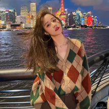 Cardigan Women Elegant Patchwork Korean Style V-Neck Long Sleeve Minimalist Spring Female Clothes Newest Cozy Comfortable Chic