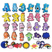 31PCS Hot Toys Cartoon Rainbow Bear series shoes Charms Decorations PVC Shoe Accessories Decoration SandalShoe Party Gifts