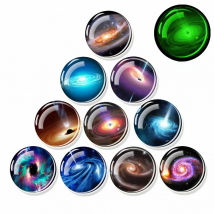 5PCS/lot Cabochon Glass Glow In The Dark Solar System Galaxy Spiral Nebula Picture 12mm 16mm 20mm 25mm Base for Diy Jewelry