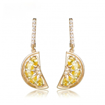 BUCOMEOI Exquisite Orange Lemon Cubic Zircon Earrings For Girls Gold Color Fruit Dangle Earring Ear Jewelry Christmas Gift