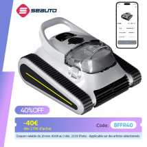 Seauto Cordless Pool Vacuum Robot Wall Climbing 45000Pa potente aspirazione per piscine fuori terra e interrate fino a 2000 piedi quadrati.