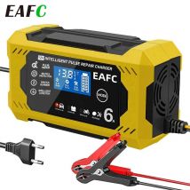 EAFC Car Battery Charger 6A 12V Car and Motorcycle Battery Charging Device Lead-acid Battery Smart Repair LCD Display