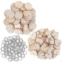 50pcs Wooden Circle Discs Tags with Holes Ring Clips for Birthday Reminder Calendar Chore Board Plaque DIY Decoration Art Crafts