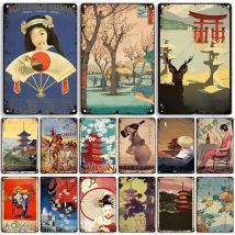 ARTISIAN Nostalgic Japan Metal Sign Bar Wall Metal Tin Sign Vintage Travel Metal Plaque Cafe Club Metal Plate Industrial Decor