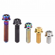 Catdogbear 4PCS M10 Titanium Bolt 20 25 30 35 40 45 50 55 60 65 70 75 80 85 90mmmm Flange Hex Head Screw for Bicycle Refitted