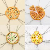 Cute Pizza Childhood Friendship Chain for Women Triangle Food Charms Necklace Best Friends Keychain BFF Jewelry Birthday Gifts