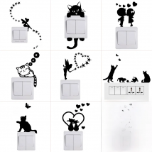 Light Switch Sticker Kids Baby Nursery Room DIY Wall Decoration Cat Dog Fairy Moon Stars Decal for Children Bedroom Home Decor