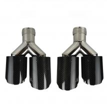 1 Pcs Universal Car Carbon Fibre Tail Throat Silencer Length Burnishing Y-Shaped Double Out Twill Glossy Exhaust Muffler Tip