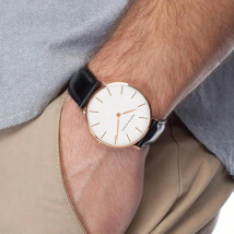 Dropshipping High Quality Rose Gold Dial Watch Men Leather Waterproof Wristwatch Women Dress Fashion Japan Quartz Movement Saat
