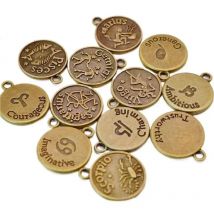 Vintage Bronze Zodiac Sign Pendant Constellation Charm for Traveler's Diary Notebook Decorative Accessory