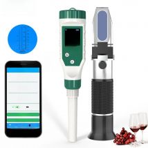 Yieryi Hand Held Grape & Alcohol Wine Refractometer Professional PH Meter Digital Water Tester Wine Concentration Detector
