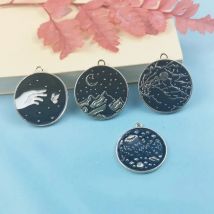 10 Pcs Black fantasy starry sky Enamel Charms Beads For Jewelry Making Diy Earring Pendant Necklace Bracelet Accessories