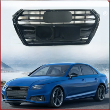 For Audi A4/S4 B9 2017-2019 Racing Grills for S4 Style Front Sport Hex Mesh Honeycomb Hood Grill Gloss Black Racing Grills
