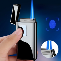 Electricity Blue Flame Ice Plating  Digital Display Power Touch Sensor Windproof Jet Cigar Torch Lighter Without Gas