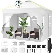 Tenda da festa pieghevole pop-up 3x3 m con 4 pareti laterali Gazebo da giardino con protezione UV con apertura di ventilazione in rete per il campeggio