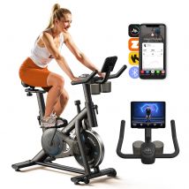 MERACH Cyclette Pastiglie freno Bici stazionaria Bicicletta da ciclismo indoor a basso rumore Capacità di peso 270 libbre Supporto per tablet Corsi fitness